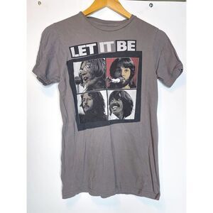 The Beatles‎ Let It Be T-Shirt Gray Band Tee Music Graphic Top Small